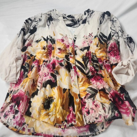 Soft Surroundings Women's Size Petite Small Floral Top Blouse Tank - Picture 1 of 6